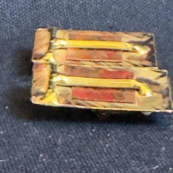 African Express Rectangular Gold-Tone & Marbled Clip-On Earrings Made In South A - Picture 7 of 10